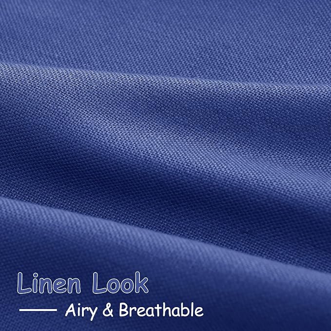 Nanspring Classic Blue Linen Curtains 72 Inch Length for Living Room Semi Sheer Light Filtering Door Drapes 2 Panels Set for Kids Bedroom Light Filtering Back Tab Modern Farmhouse Decor 52x72