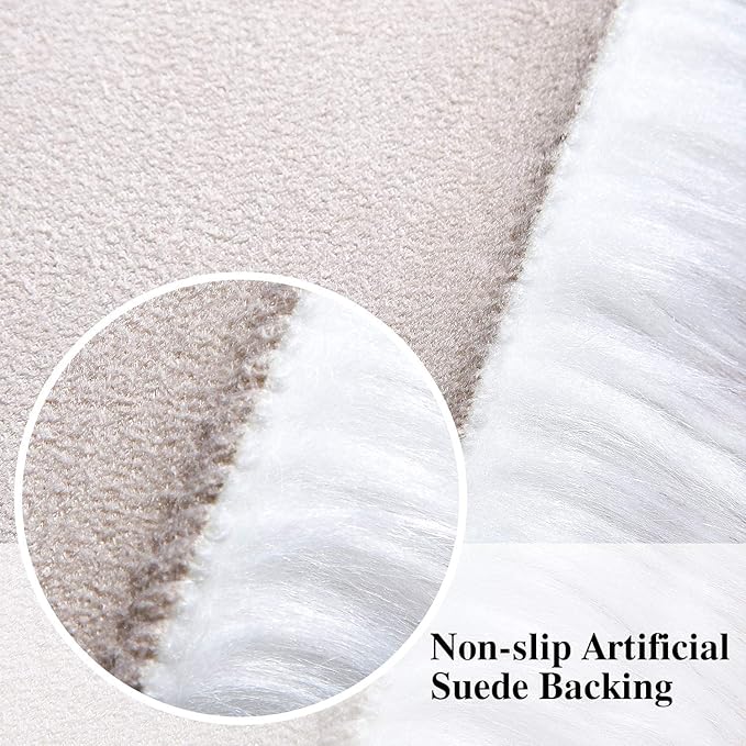 Softlife White Sheepskin Chair Cover 4 PCs Seat Cushion Pad Super Soft Area Rugs for Living Bedroom Sofa Dorm (1.6ft x 1.6ft)