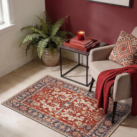 Keen Home Design 2x3 Rug - Machine Washable Entry Rug with Non-Slip Backing, Ideal for Enteryway, Kitchen, Bathroom, Laundry Room - Vintage, Easy Clean, Durable, Low Pile Rug - (2' x 3')