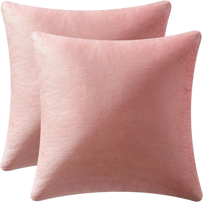 MIULEE 24x24 Inch Euro Sham Velvet Pillow Covers, Set of 2 Large Square Decorative Pillows -Dusty Pink Super Soft for King Bed, Sofa, Couch, Accent Chairs with Hidden Zipper