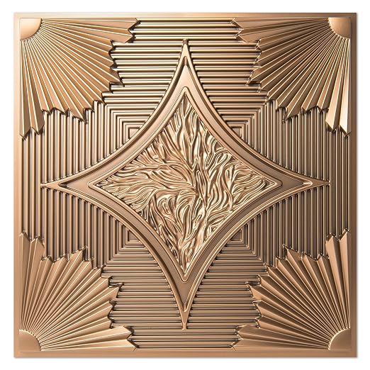 Art3d Drop Ceiling Tiles 24x24 in Bronze (24-Pack, 96 Sq.ft), 3D Wainscoting Panels Glue Up 2x2