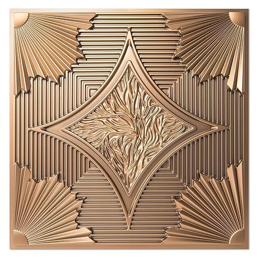 Art3d Drop Ceiling Tiles 24x24 in Bronze (12-Pack, 48 Sq.ft), 3D Wainscoting Panels Glue Up 2x2
