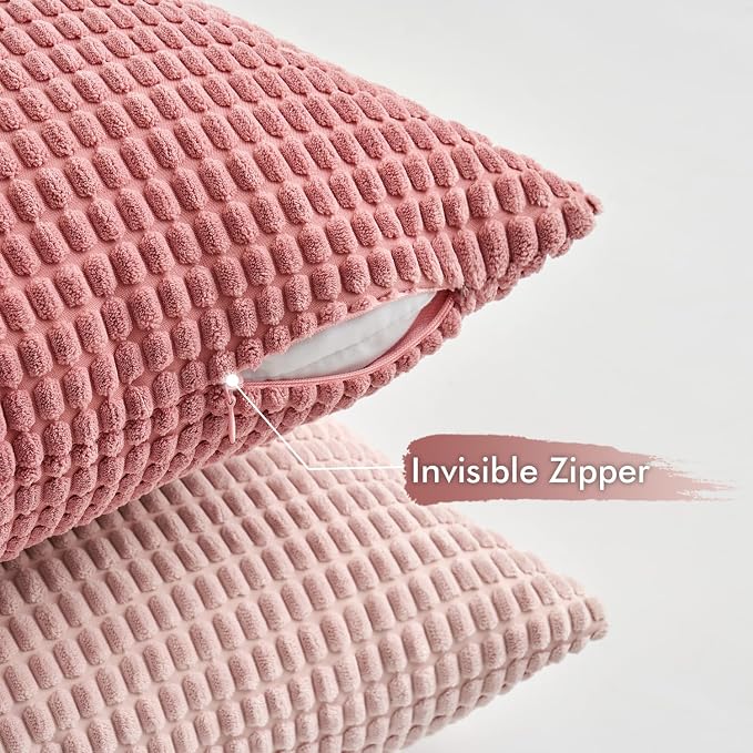 MIULEE Aesthetic Pink Spring Decorative Pillow Covers 20x20 Inch Set of 4 | Romantic Sweet Cute Soft Throw Pillows Coquette Home Decor Corduroy Couch Pillowcases for Sofa Living Room Bed