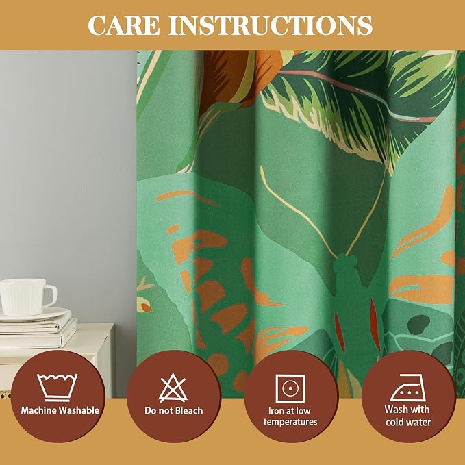 Tyrot Sage Green Boho Floral 100% Blackout Curtains for Bedroom 84 inch Long 2 Panels Butterfly Botanical Black Out Curtains for Living Room Grommet Thermal Insulated Room Darkening Drapes,52Wx84L