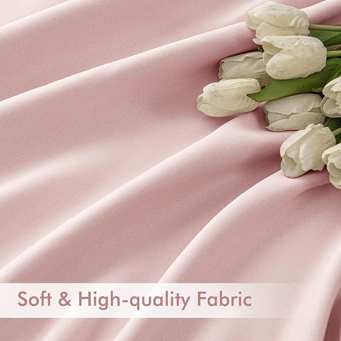 MIULEE Light Pink Back Tab Blackout Curtains 84 Inch Length 2 Panels Set for Living Room Bedroom Privacy, Rod Pocket/Pinch Pleated Thermal Insulated Room Darkening Light Blocking Drapes, W66xL84