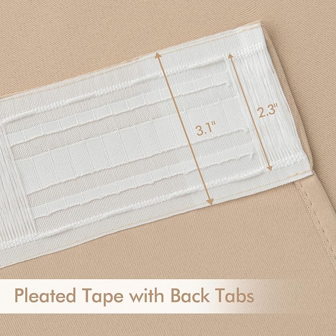 MIULEE Back Tab Beige Curtains 120 Inch Long 2 Panels Set for Living Room Bedroom, Cream Rod Pocket/Pinch Pleated Light Blocking Extra Long Thermal Insulated Room Darkening Blackout Curtains/Drapes