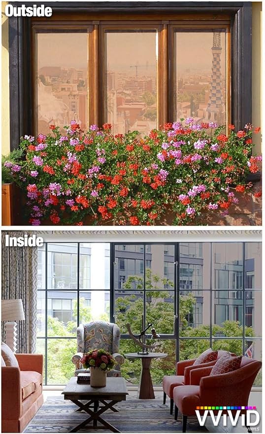 VViViD One-Way Bronze Mirror Finish Vinyl Window Wrap Self-Adhesive Film Roll (30 Inch x 60 Inch)