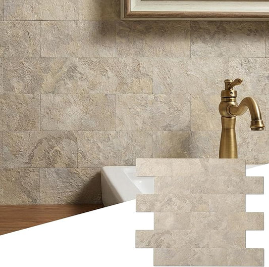 2026 New Upgrade Peel and Stick Backsplash Tile, Peel and Stick 11.34" X 11.57" Wall Tile for Kitchen, Bathroom, Fireplace, Laundry (Beige Ecru, 10 Packs)
