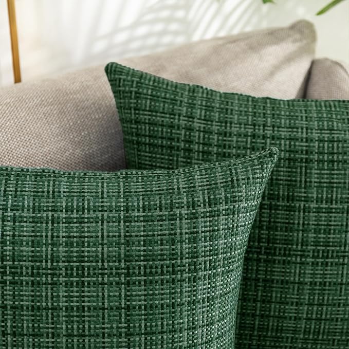 Kevin Textile Pack of 2 Decorative Outdoor Waterproof Throw Pillow Covers Lumbar Pillowcases Modern Cushion Cases for Patio Couch Bench 22 x 22 Inch Army Green