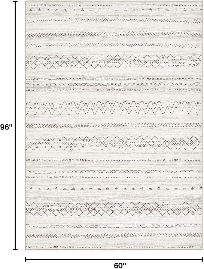 cotiled 5x8 Area Rugs Living Room Rug: Washable Boho Rugs with Non Slip Backing Large Soft Indoor Stain Resistant Carpet for Bedroom Farmhouse Dining Room Lightweight Home Decor Brown