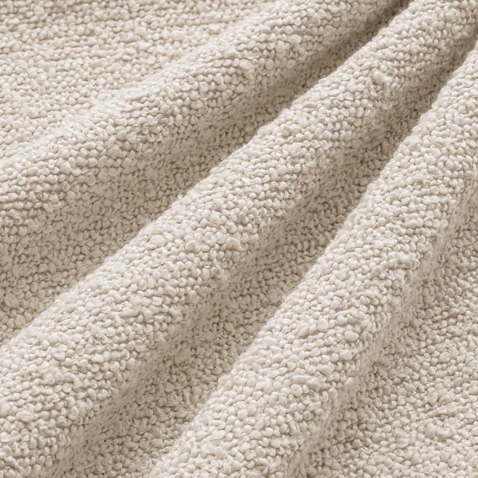 MIULEE Pack of 4 Decorative Textured Boucle Throw Pillow Covers | 20x20 Inch Beige Accent Solid Pillow Cases Soft Couch Cushion Covers for Modern Farmhouse Boho Sofa Bed Livingroom Home Decor