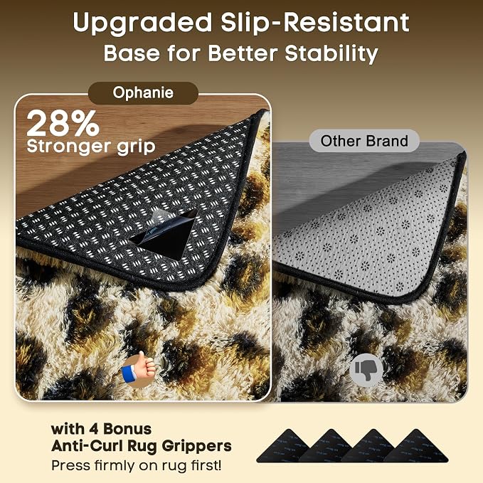 Ophanie 6x9 Leopard Rugs for Living Room Bedroom, Large Cheetah Print Rug Fluffy Shag Fuzzy Plush Soft Throw,Large Shaggy Floor Big Faux Animal Throw Carpets,Home Decor Aesthetic