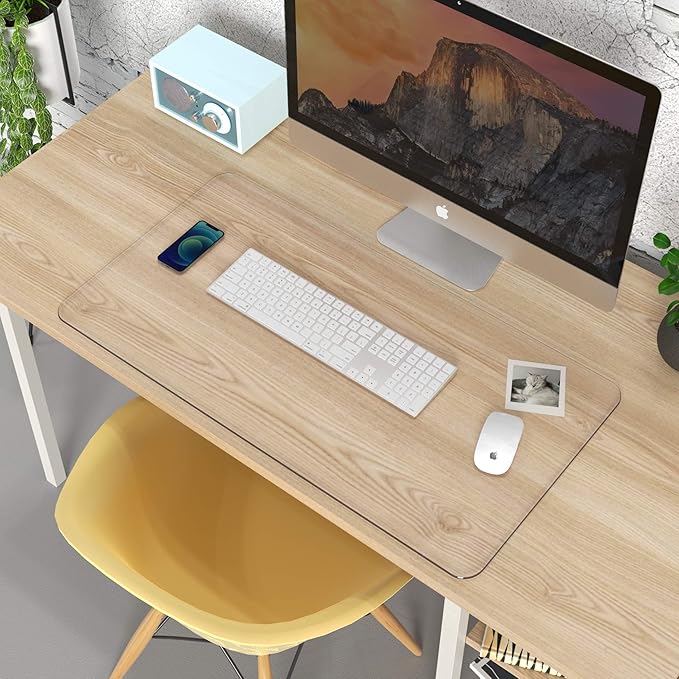 Oterri Clear Writing Desk Pad, 31.5’’x15.7” Heat Resistant Waterproof PVC Round Edge Durable Desk Protect Mat, Anti-Static Writing Mat Table Protector