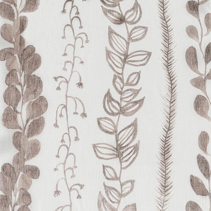 MEETSKY Boho Curtains 2 Panels Curtains 63 Inches Long Boho Linen Style Curtains for Living Room Semi-Sheer Back Tab Drapes Light Filtering Rod Pocket Window Curtains 2 Panels, Brown