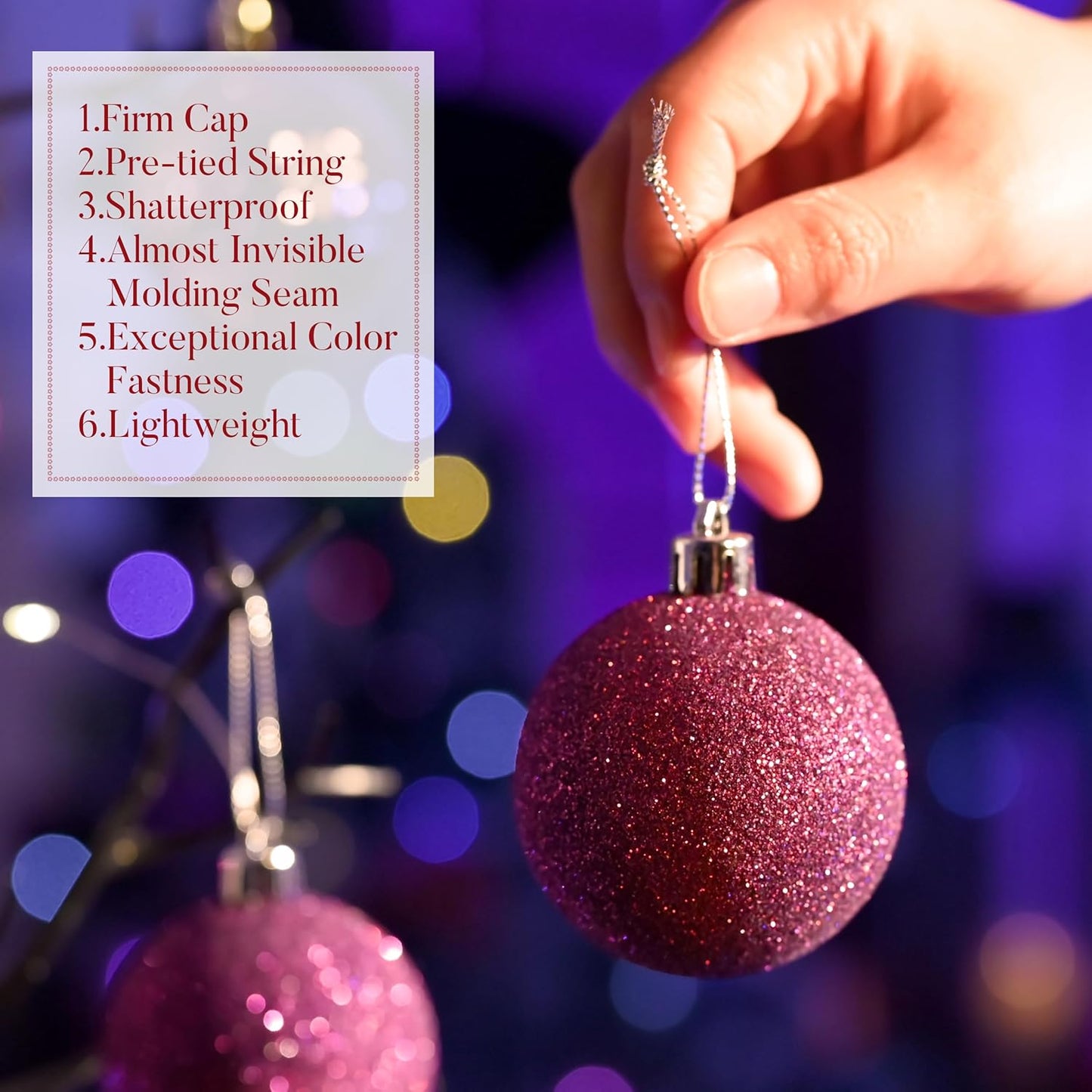 Valery Madelyn Christmas Tree Decorations Ornament Set for Fall Halloween, 50ct 2 Inches Purple Shatterproof Christmas Ball Ornaments Hanging Xmas Holiday Party Decor