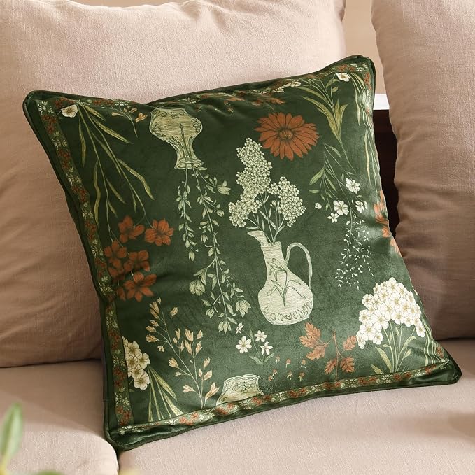 ISAENNE Designer Vintage Velvet Throw Pillow Cover,18"x18"-Nocturne | Pillow Cover,Concealed Zipper Design,Dragonfly Pattern,Sofas,Bedroom,Living Room,Lounge Chairs,All Season Home Decor