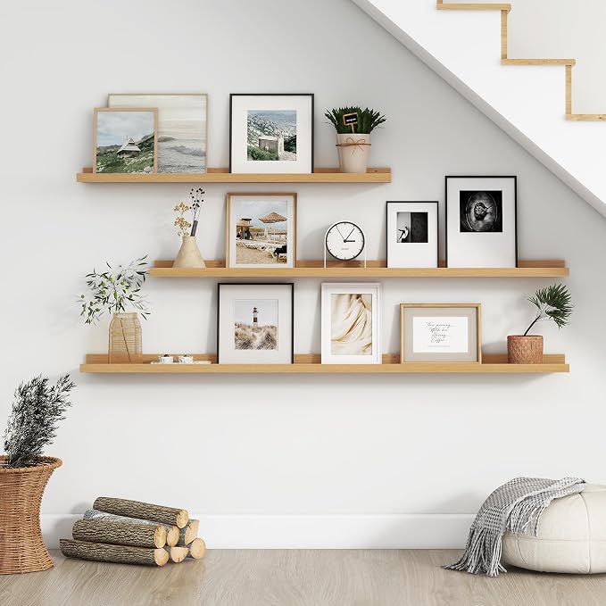 FLYJOE Floating Picture Ledge Shelves for Wall Set of 4, 36 Inch Wall Shelves with Lip Long Large Nursery Book Shelf for Toys Storage Kids Bookshelf Wall Mounted Living Room Bedroom Decor Frames
