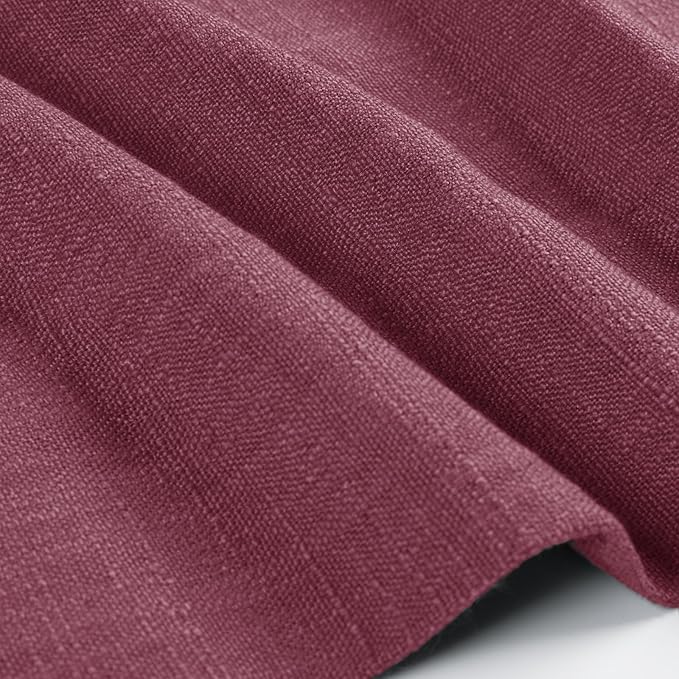TWOPAGES 26" W x 45" L Linen Blend Cafe Curtains for Kitchen Window, Light Filtering Pinch Pleated Tier Curtains, Modern Farmhouse Half Window Curtains for Small Window, Burgundy Red, 2 Panels