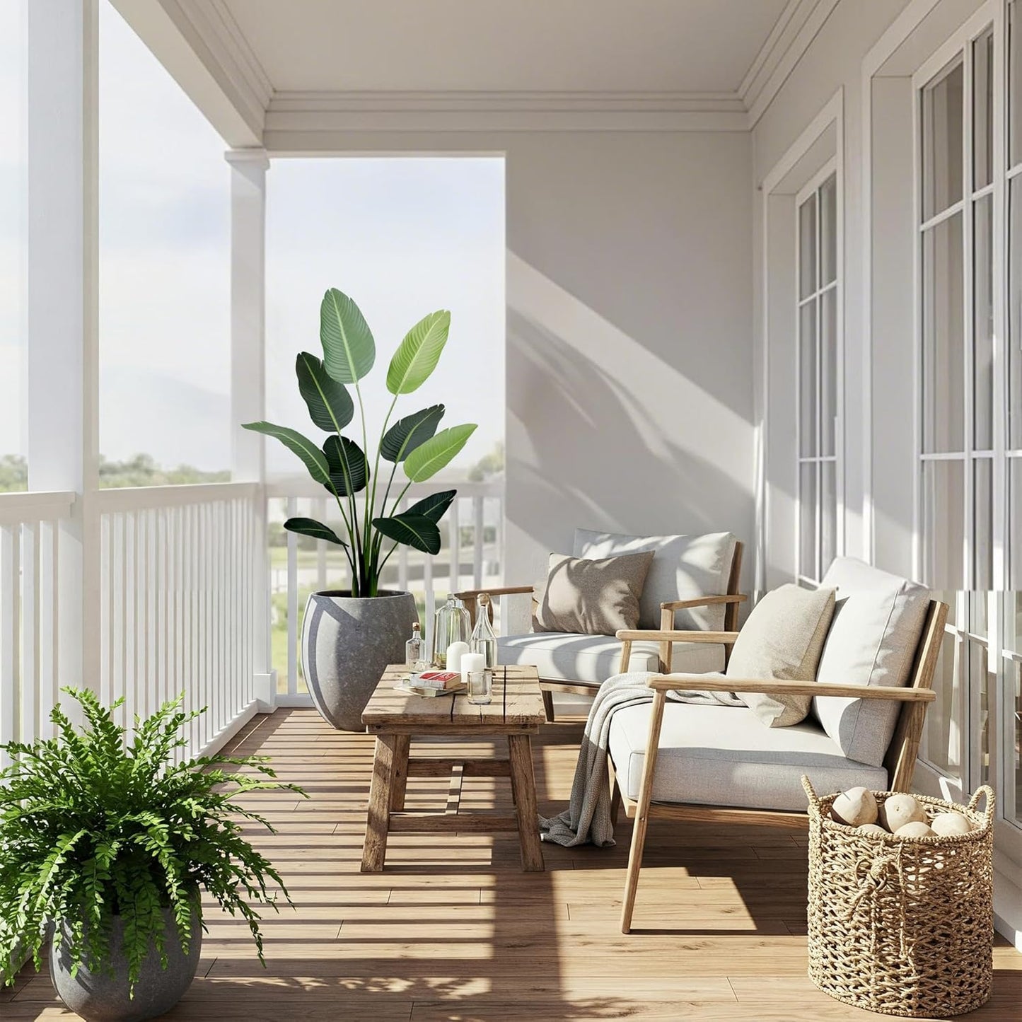 Worth Garden 59in Artificial Bird of Paradise Plant 4.9ft, Set of 2 Faux Tropical Trees for Living Room and Office Décor, Perfect for Indoor and Outdoor Greenery