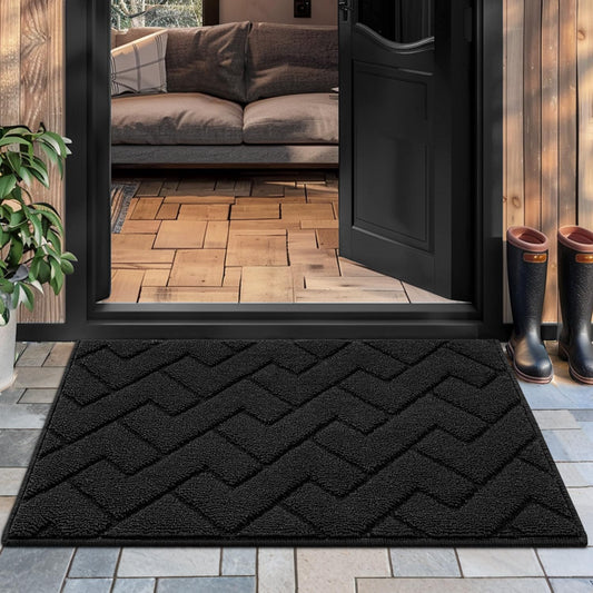 hicorfe Front Door Mat Indoor Entrance,20"x31.5" Absorbent Dirt Resist Welcome Door Mats,Stain and Fade Resistant,Non Slip Backing Entry Mat Doormat for Entryway(Charcoal)