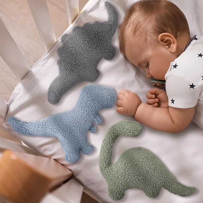 Shellwei 3 Pcs Dinosaur Pillow for Kids Sherpa Cute Color Dino Decorative Pillow Nursery Playroom Pastel Kawaii Decorative Birthday Toy for Boys Girls Kids Home Nursery Couch Decor(Cute Color)