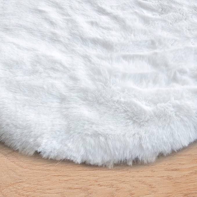 ORINOVA White Faux Bunny Fluffy Fur Rug Washable Area Rugs for Living Room Nursery Rugs for Bedroom 2x3 Rectange Rug Cute Home Décor