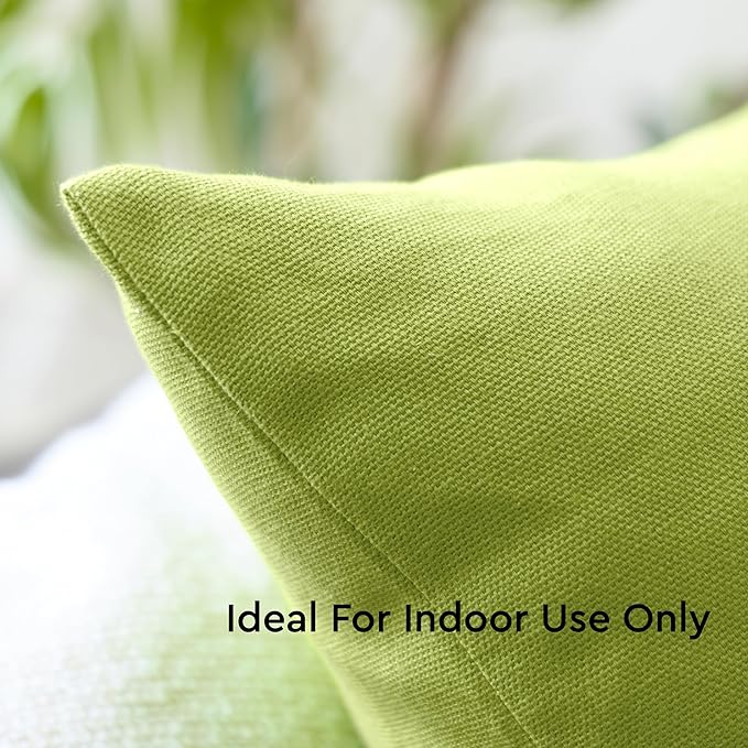 Encasa XO Throw Pillow Covers 20x20 in Set of 2 Lime Green | No Inserts | Cotton Pillow Covers for Living Room, Bed, Sofa, Couch | Decorative Cushion Covers with Improved Zipper