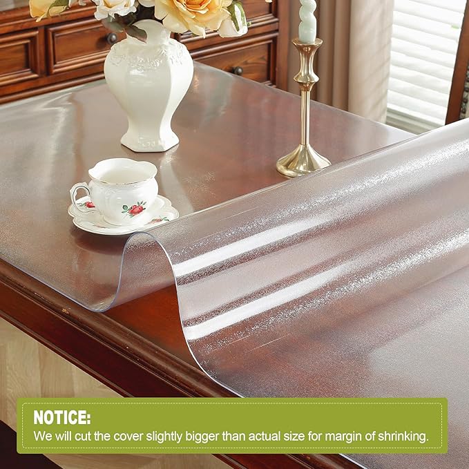 Frosted Clear Table Protector 18 x 36 Inch, 2mm Thick Plastic Table Cover, Waterproof PVC Clear Table Cover Protector, Desk Protector Mat, Writing Desk Pad for Desktop, Coffee & Dining Room Table