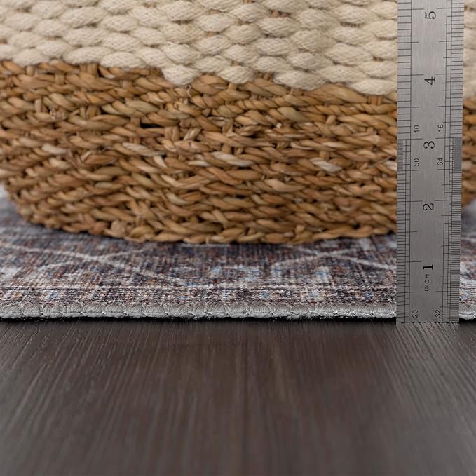 Bloom Rugs Washable 9' x 12' Rug - Slate Gray/Blue Traditional Area Rug for Living Room, Bedroom, Dining Room, and Kitchen - Exact Size: 9' x 12'