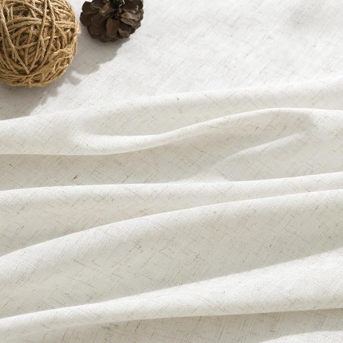 Aersas Extra Long Linen Curtains 100 Inches for High Living Room Natural Curtain Back Tab Rod Pocket Semi Sheer Privacy Rustic Boho Farmhouse Neutral Ivory Drapes Bedroom Office 52x100, 2 Panels