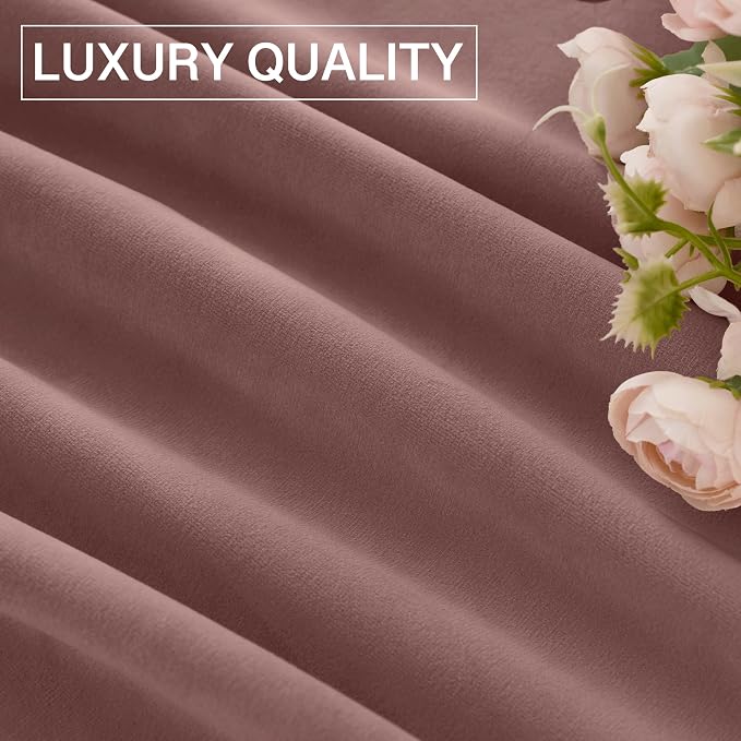 StangH Wild Rose Pink Velvet Curtains - Romantic Room Darkening Drapes for Living Room, Soft Thermal Insulated Privacy Curtains for Kids Bedroom, W52 x L100, 2 Panels