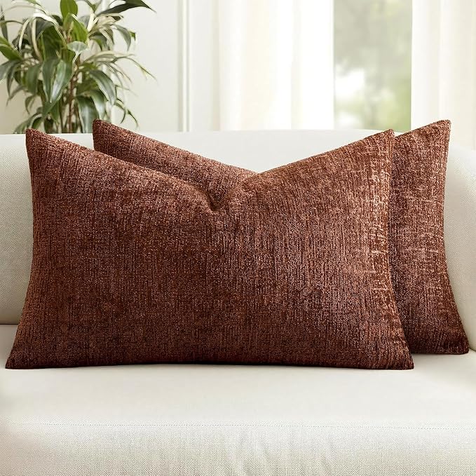 MIULEE Decorative Throw Pillow Covers 12x20 Pack of 2 Terracotta Couch Pillow Covers Fall Soft Cozy Textured Chenille Pillowcases for Home Decor Sofa Living Room Cushion Bedroom