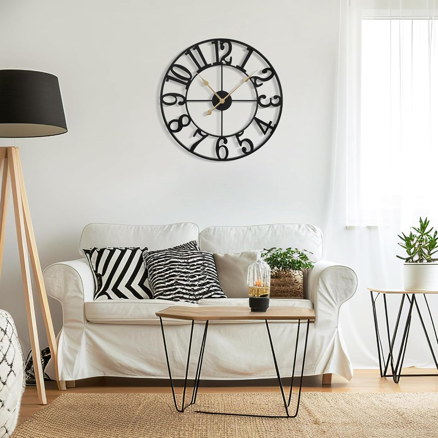 Large Wall Clock for Living Room Decor - 100cm/ 40 Inch Nearly Silent Non-Ticking Metal Wall Clocks Battery Operated, Vintage Decorative Modern Wall Clock for Bedroom, Office, Farmhouse Decor