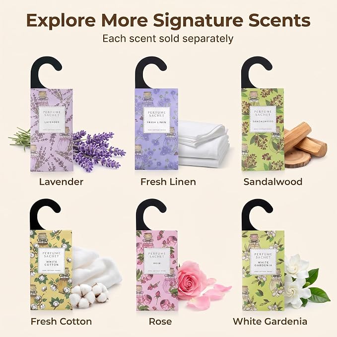 Large 12 Packs Lavender Hanging Scented Sachets Long-Lasting Closet Deodorizer Air Freshener Fabric Refresher Odor Eliminator for Drawer Home Fragrance Gift Set