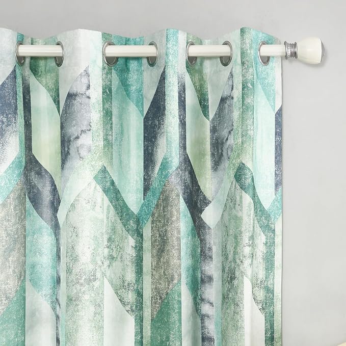Leeva Extra Wide Printed Curtains & Drapes, Modern Style Linen Window Panel with Grommet for Living Room 84 Inches Wide, 1 Piece Drapery for Sliding Glass Door