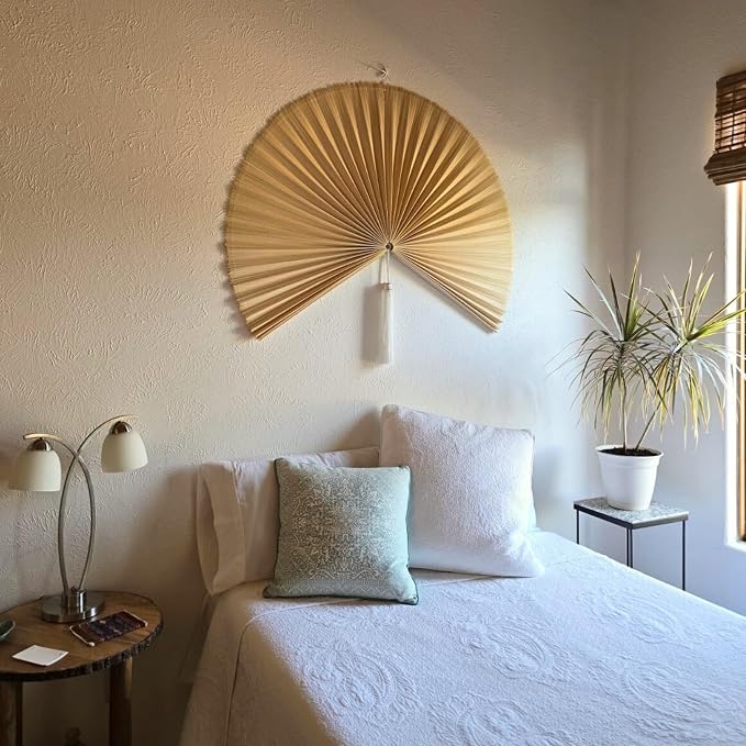 ChumDecor Fan Wall Decor, Japanese Chinese Wall Fans Decor, Boho Hanging Headboard, Decorative Folding Fan for Over Bed Decorations