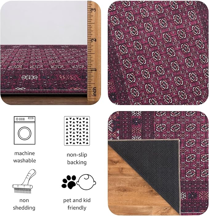 Keen Home Design 10x14 Rug - Machine Washable Area Rug with Non-Slip Backing, Ideal for Living Room, Dining Room, Bedroom - Vintage, Easy Clean, Durable, Low Pile Rug - (9'7" x 14')