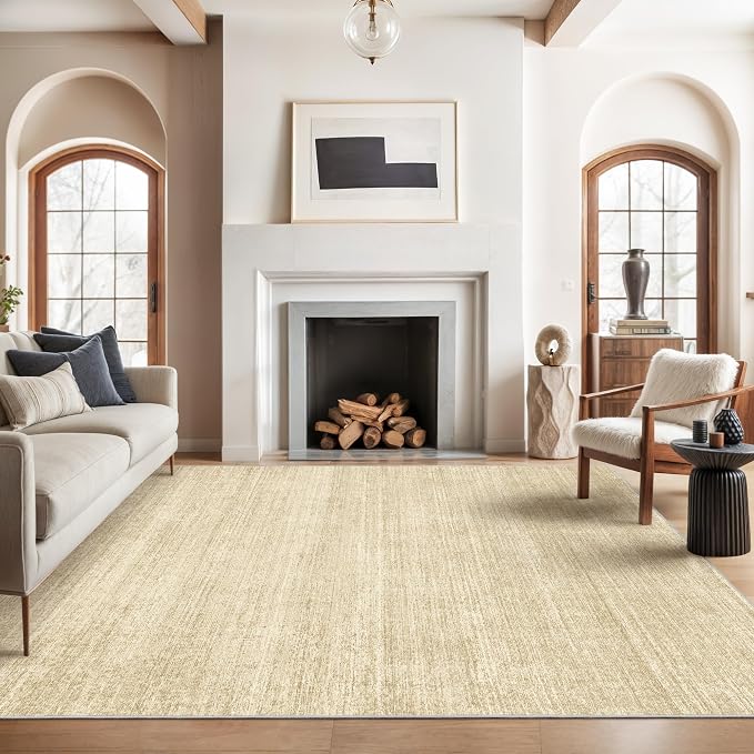 Valenrug Washable Rug 6x9 - Stain Resistant 6x9 Area Rugs for Living Room, Non Slip Backing Printed Rugs for Bedroom, Folable Machine Washable Area Rug (6'x9', Tan)