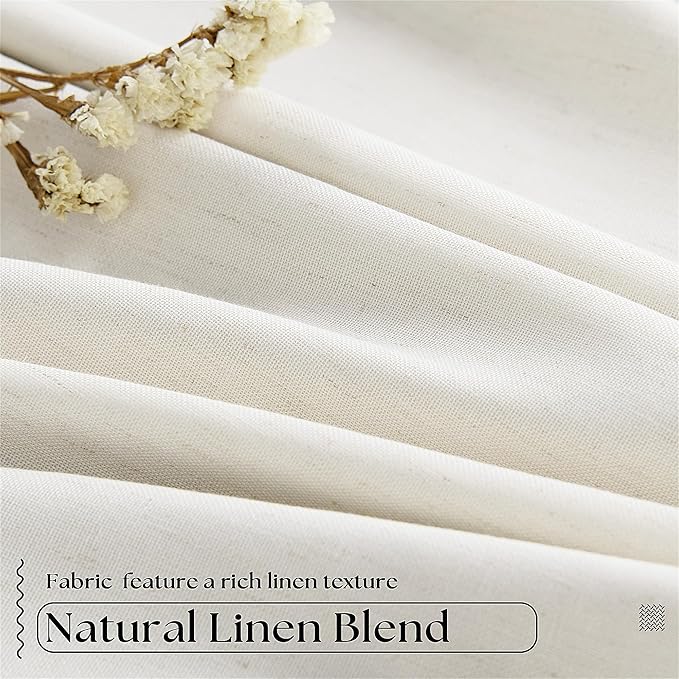 Natural Cream Linen Black Out Curtains 120 Inch Long for Living Room Bedroom 1 Panel Room Darkening Pinch Pleated Back Tab Extra Long Blackout Curtains Boho Farmhouse Thermal Insulated Drapes 60x120