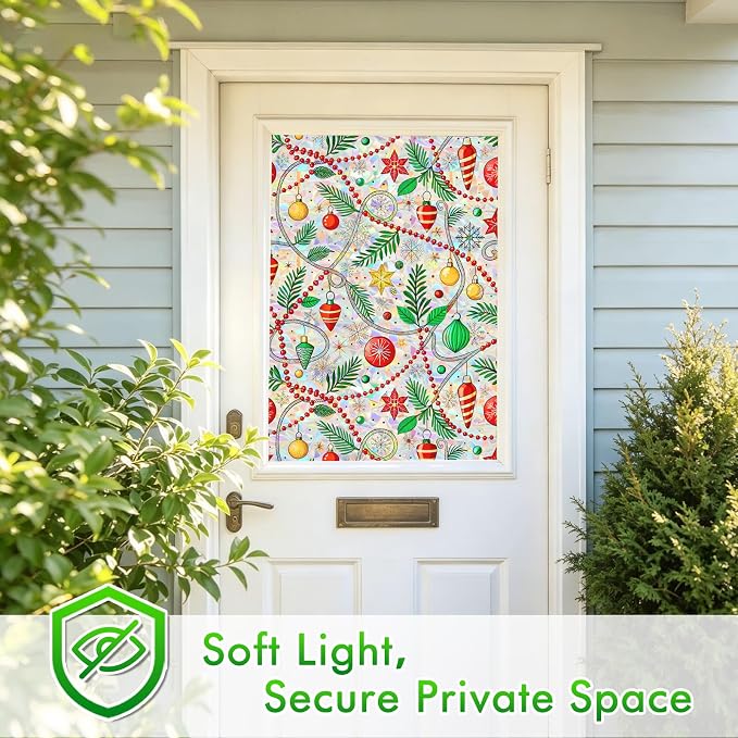 SOMWISE Rainbow Window Privacy Film,Heat Control,UV Blocking,Anti-Glare,Day & Night Privacy Protection & Decoration for Home, Bathroom,Glass Door,Static Cling,Renter-Friendly with Installation Tools