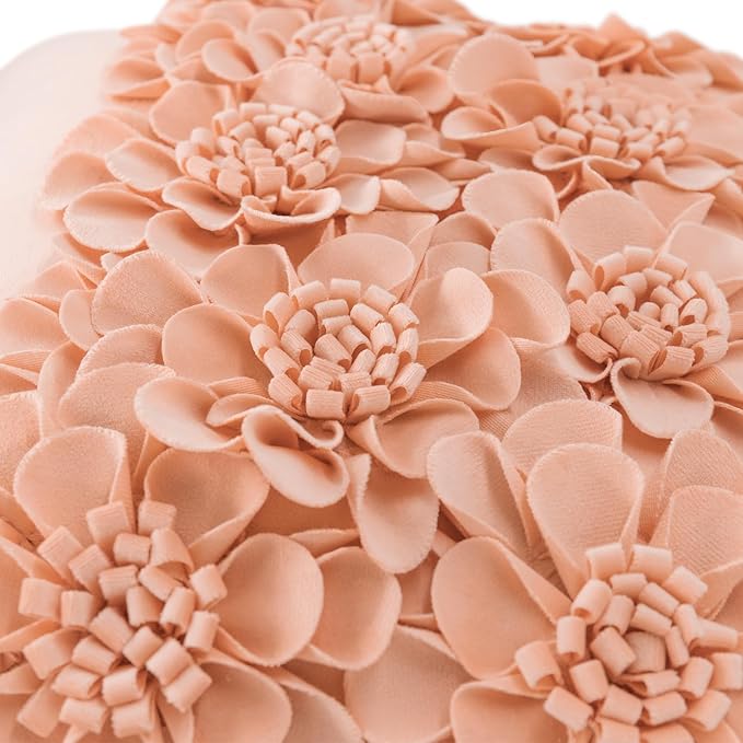 JWH Handmade 3D Flower Throw Pillow Covers Decorative Floral Accent Cushion Cover Velvet Pillowcase for Car Bed Couch Bedroom Decor 18x18 Inch Blush Pink