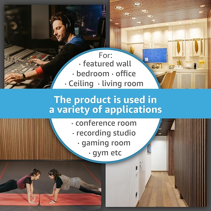Art3d 2-Pack 104" x 15.75" Acoustic Slat Wood Wall and Ceiling Panels, Fluted Modern Sound Absorbing Panels, Dark Walnut