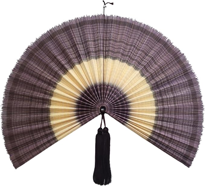SUCHUBU Purple Bamboo Wall Fan, 40" Unique Handwoven Wall Decor, Large Japanese Hanging Fan, Asian Art for Bedroom, Aesthetic Soft Purple Wall Accent, Hook Strap Included (Chevolet, Medium)