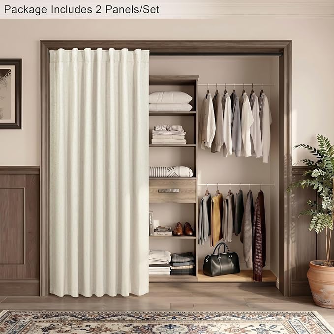 Pitalk Closet Curtains for Open Closet Doors Sliding Panels Burg 78 Inch Length Blackout Curtain for Living Room Window Viral Moody Light Blocking Insulated Drapes for Summer Heat Back Tab 52x78 Beige