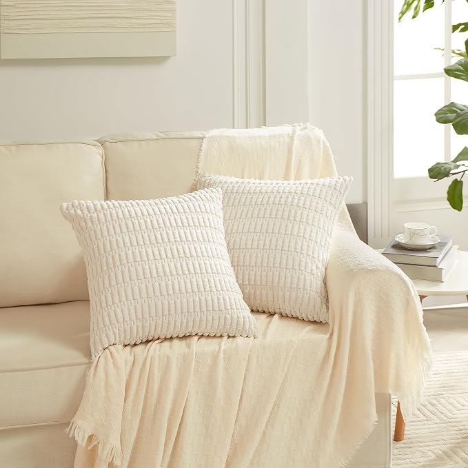 Fancy Homi 4 Packs Decorative Throw Pillow Covers for Living Room Couch Bed, Modern Farmhouse Boho Home Décor Accent Cushion Case, 22" x 22", Neutral