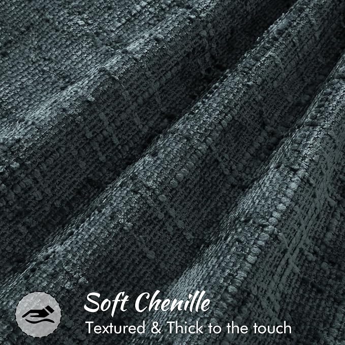 decorUhome Chenille Throw Pillow Covers 26x26 Set of 2, Thick Textured Slubby Neutral Decorative Pillow Covers with Elegant Design for Couch, Sofa, Living Room, Dark Teal