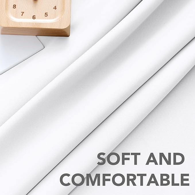H.VERSAILTEX White Curtains Thermal Insulated Window Treatment Panels Room Darkening Privacy Assured Drapes for Living Room Back Tab/Rod Pocket Bedroom Draperies, 52 x 54 Inch, 2 Panels