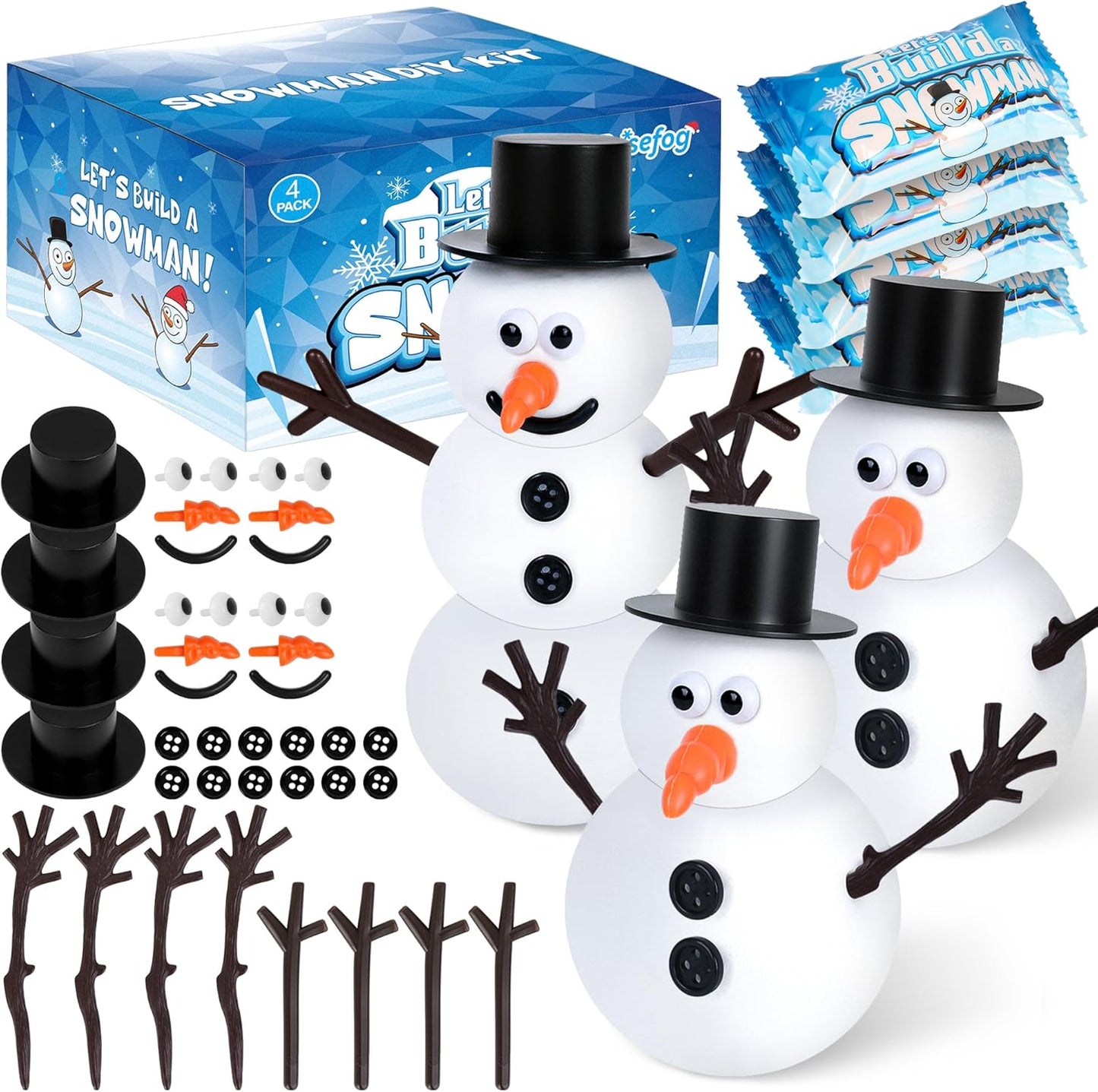 4 Pack Christmas Crafts, Air Dry Clay Snowman Craft, Do You Want to Build a Snowman Christmas Stocking Stuffers for Kids, Toddler Crafts Supplies for Christmas Winter Event Game Toys Xmas Present