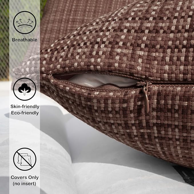Kevin Textile Outdoor Waterproof Throw Pillow Covers 12x24 Inch Pack of 2 Woven Faux Linen Farmhouse Decorative Water Resistant Lumbar Cushion Covers for Tent Patio Garden Couch Sofa Coffee