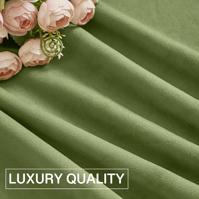 StangH Grass Green Velvet Curtains for Bedroom, W52 x L96 inches, 2 Panels | 300GSM Rich Velvet, Holiday Christmas Decor, Thermal Insulated, Privacy Protect, Noise Absorb, Living Room